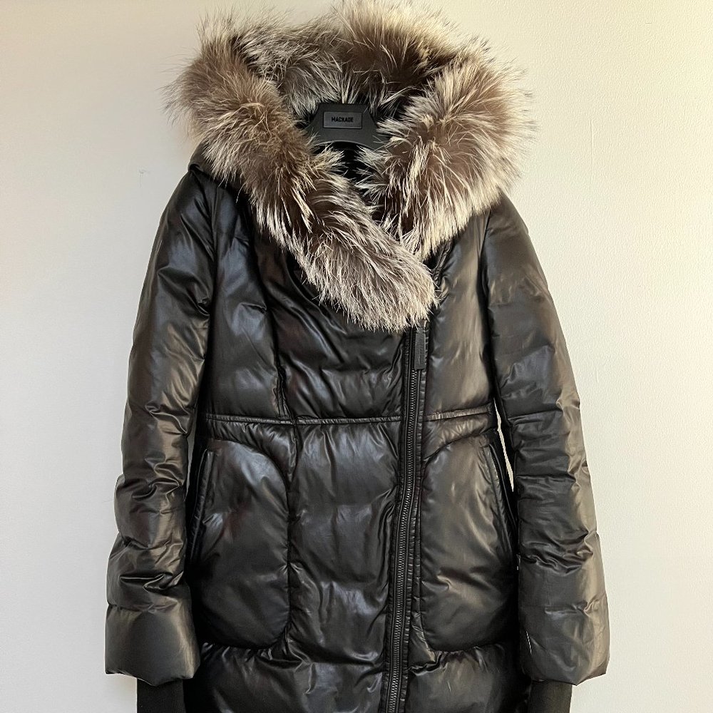 Mackage Lizette Fox Fur Trim Down Coat - Black - XS